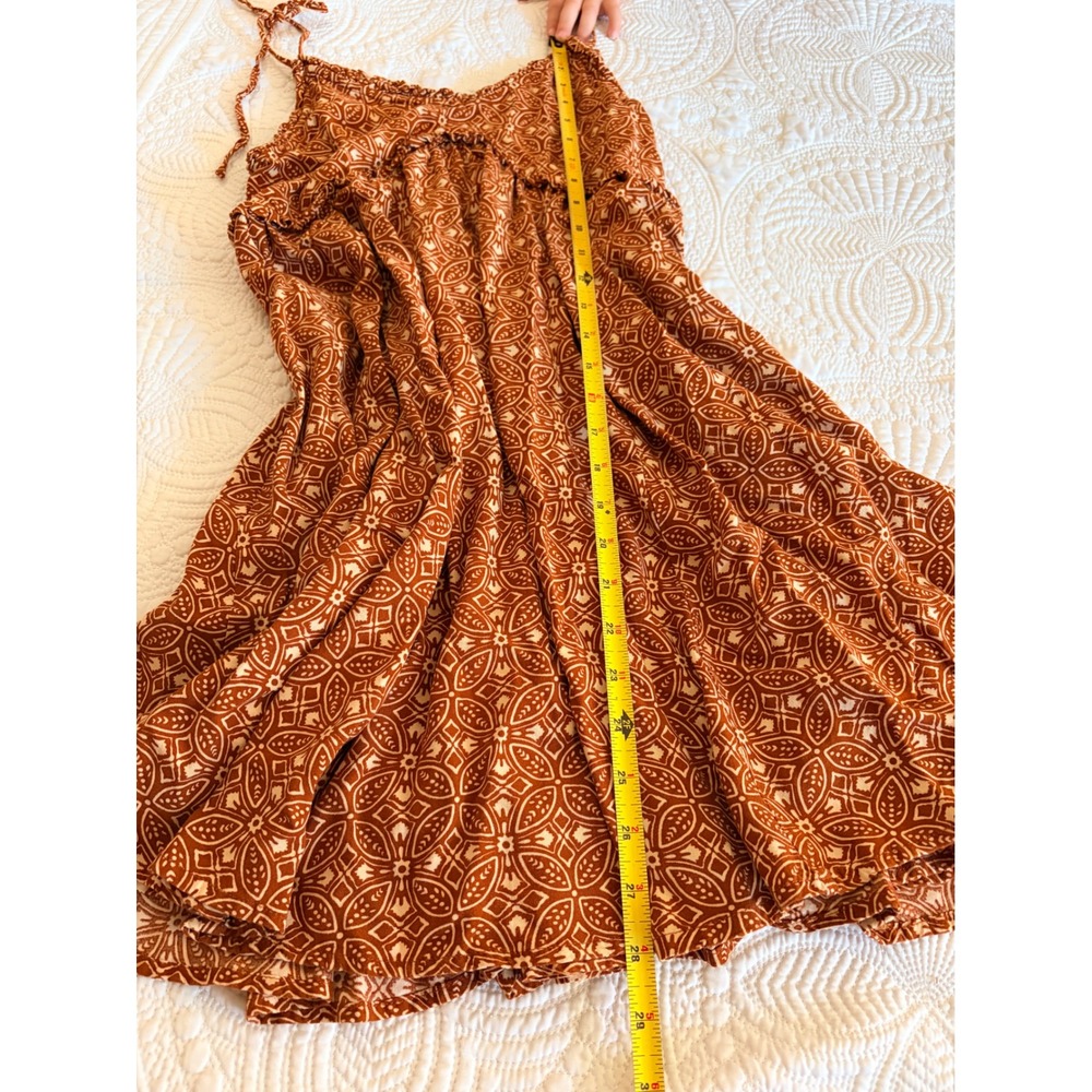 Patrons of Peace Womens Malibu Mini Dress Rust Orange Geometric Medallion Size S - Picture 4 of 10
